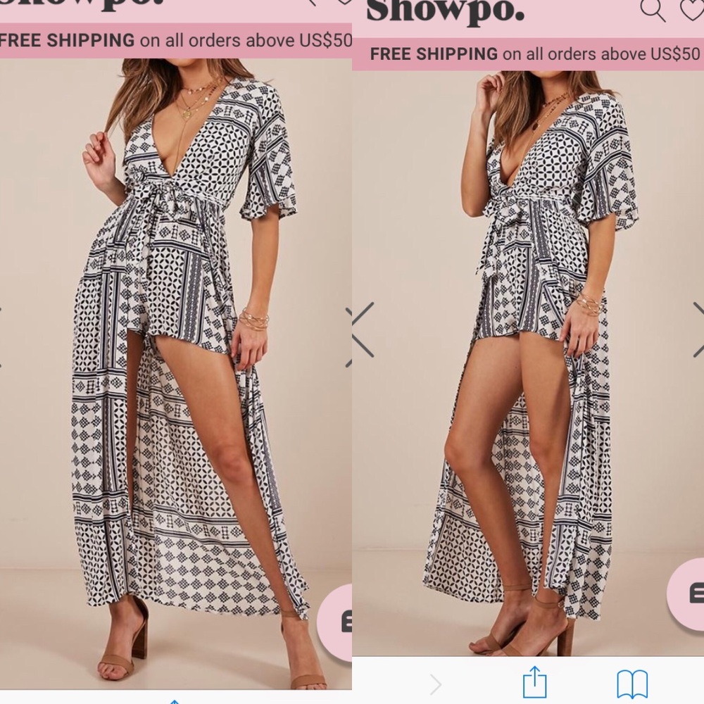 NWT Showpo Defeater Maxi Dress in Navy Print